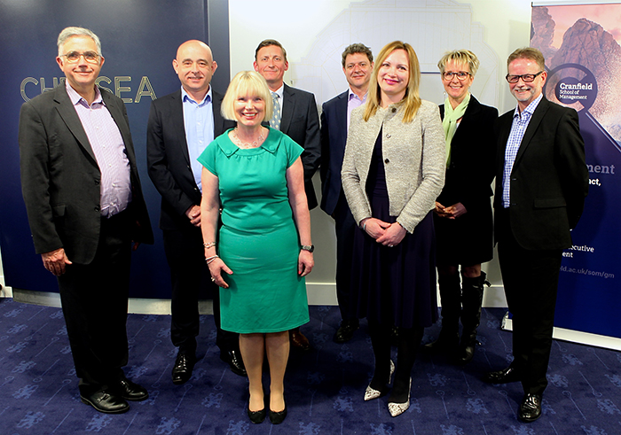 From the left: Dr Lance Moir, Cranfield School of Management; Patrick Lee, Mercuri Urval; Camilla Jonsson, Cranfield Executive Development; Mark Threlfall, Cranfield Executive Development; James Barker, Mercuri Urval; Paula Broadbent, Cranfield Executive Development; Lesley Abery, Mercuri Urval and Chris King, Mercuri Urval